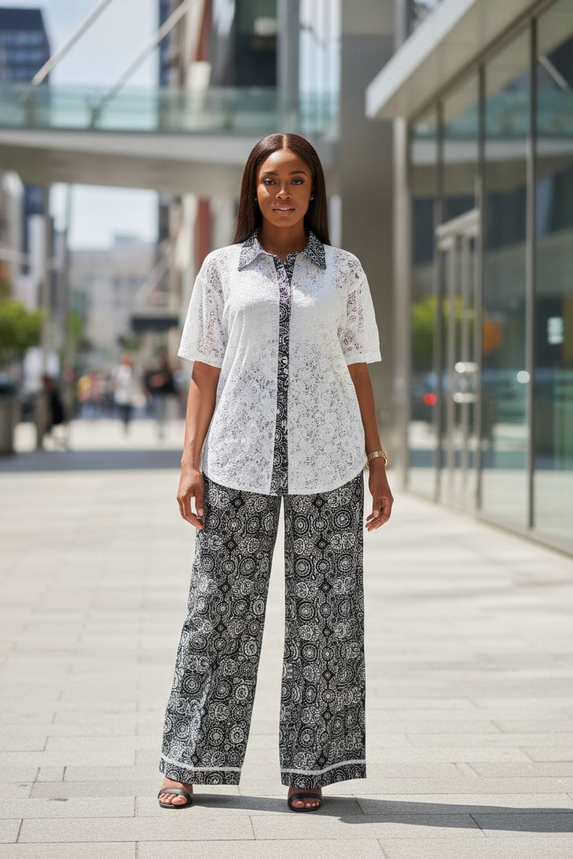 The "Asantewaa" Geometric Split-Style Midi Dress