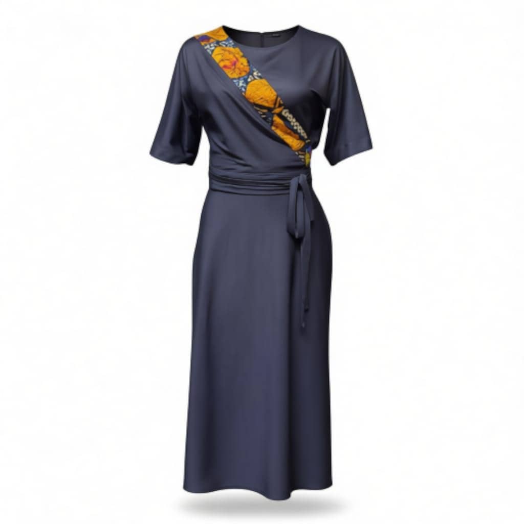 Navy Bloom Wrap Dress