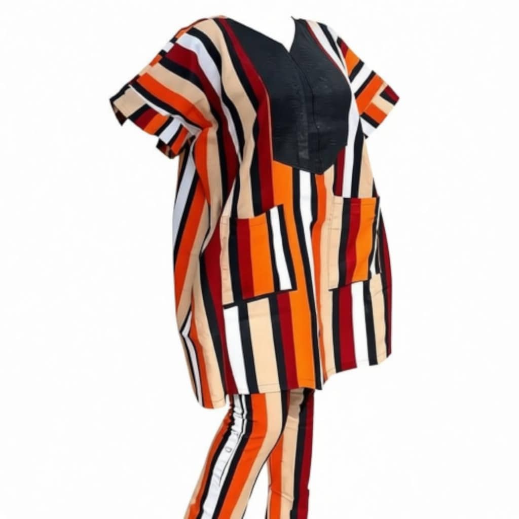 Multicolor Vertical Stripe Two-Piece Set
